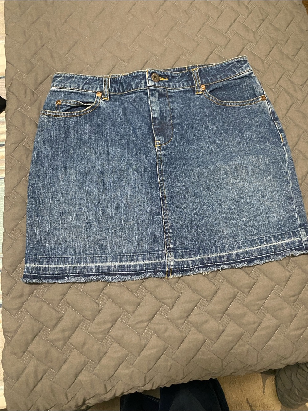 Old Navy Blue Denim Mini Skirt with Raw Hem